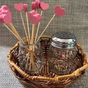 Practical Life Pink Heart Party Pick Transfer w/ Shaker Jar Idlewild Montessori